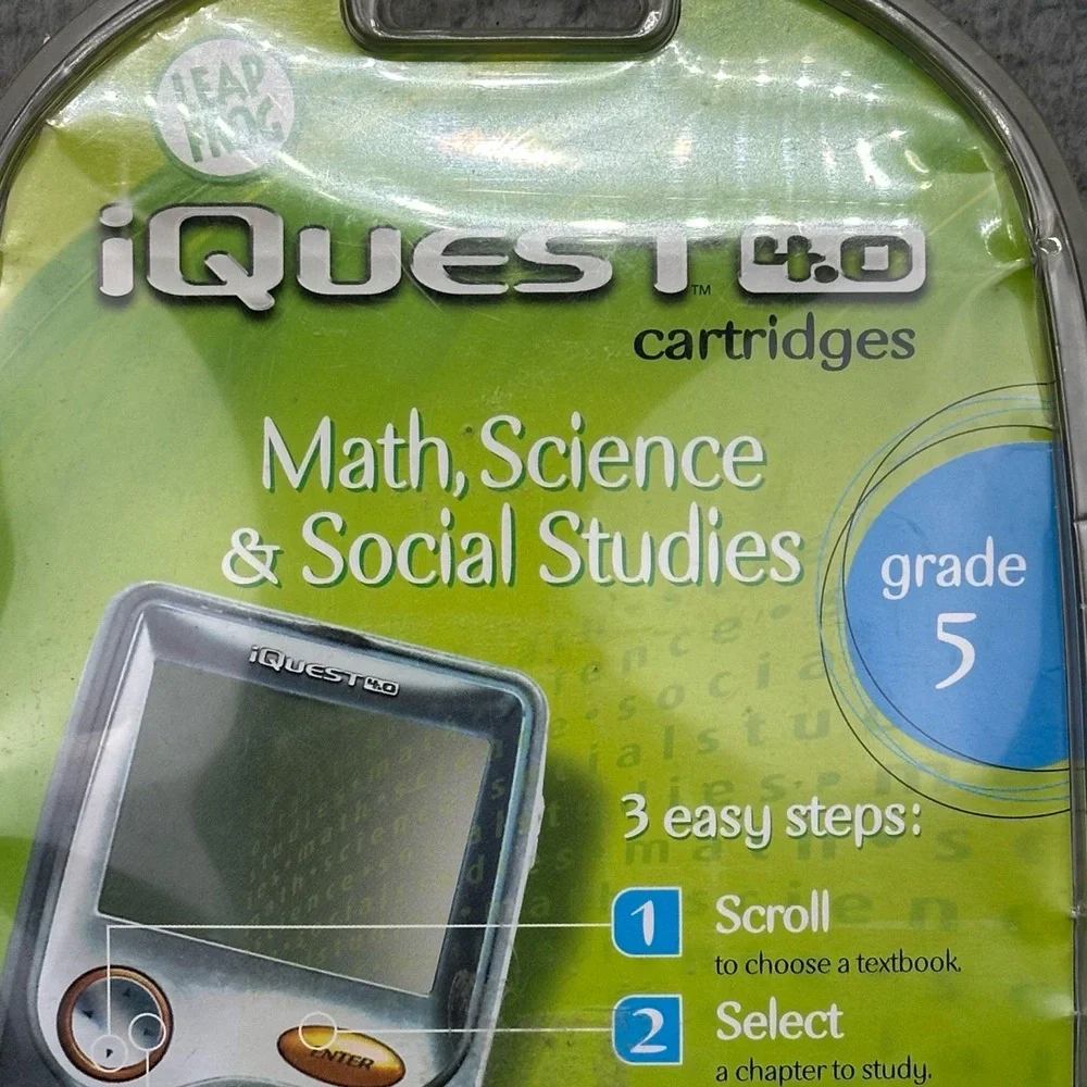 NIP LeapFrog iQuest 4.0 Set of 3 Math‎ Science Social Studies Grade 5 Cartridges